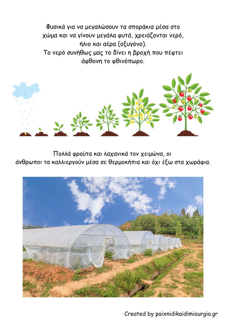 Θεματική ενότητα "Το όργωμα και η σπορά" για τον Παιδικό Σταθμό και το Νηπιαγωγείο